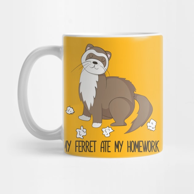 My Ferret Ate My Homework Funny Cute Pet Ferret Design by Dreamy Panda Designs